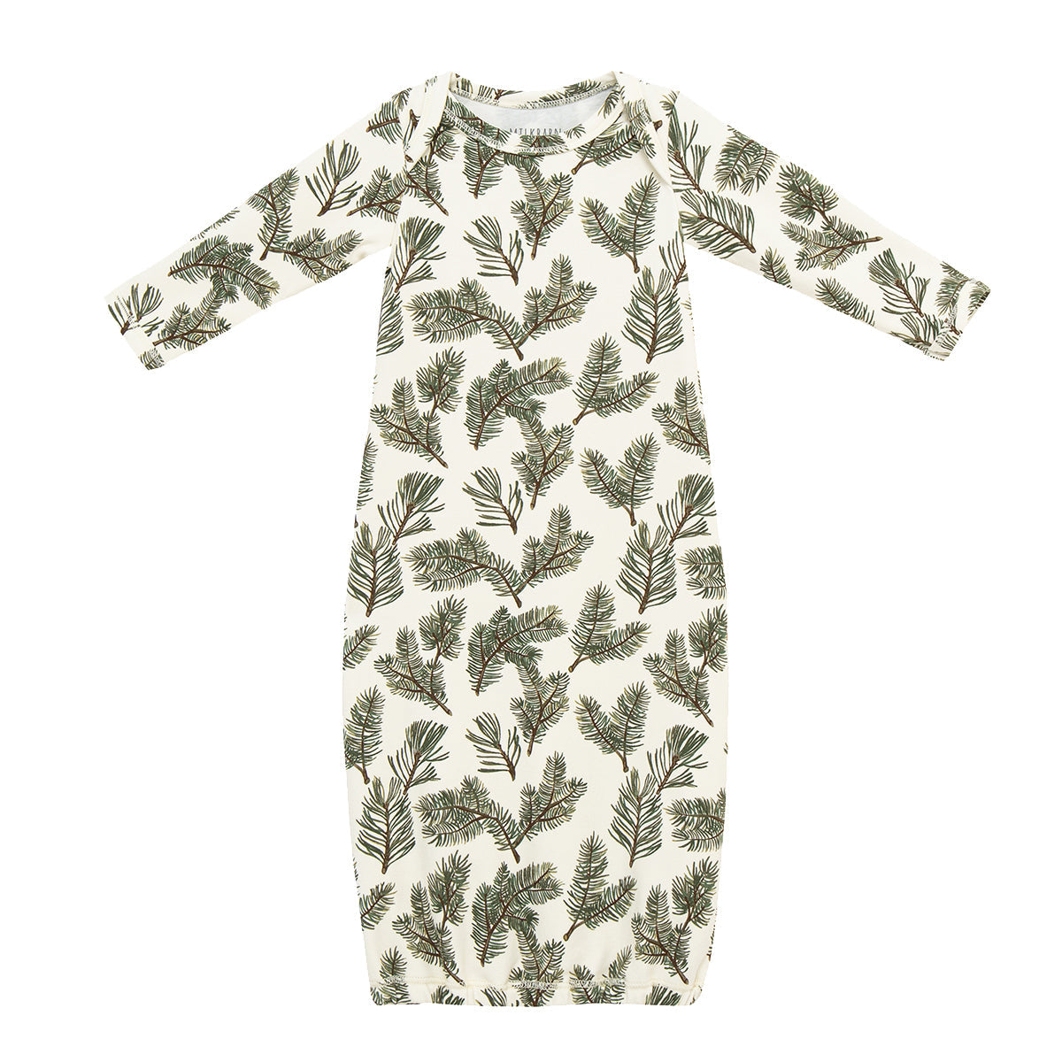 Pine Brushed Newborn Gown & Hat Set