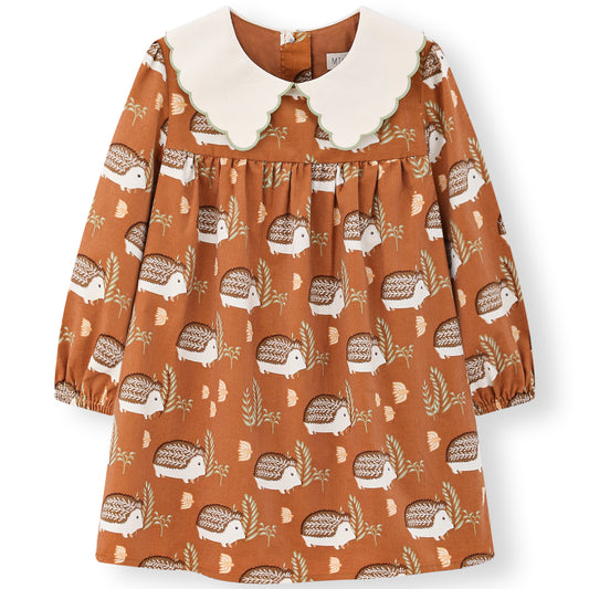 Corduroy Long Sleeve Collared Dress Hedgehog