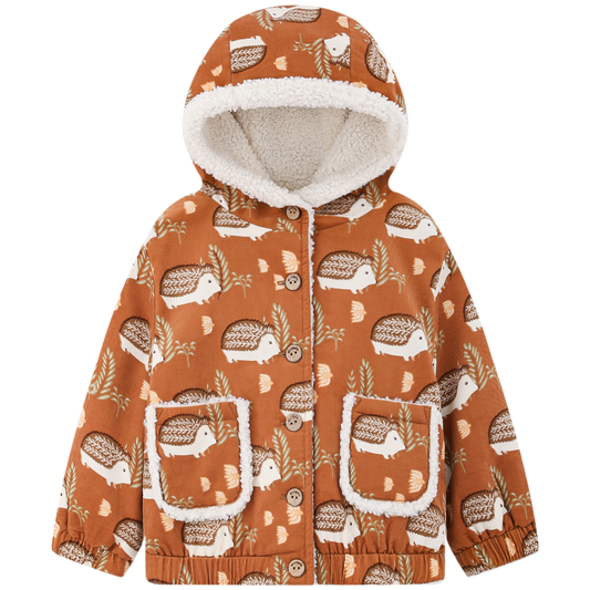 Corduroy Hooded Jacket Hedgehog