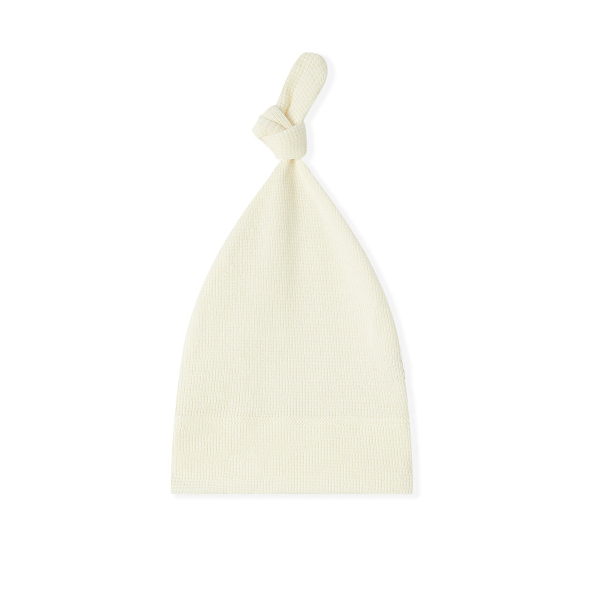 Cream Waffle Knotted Beanie Hat