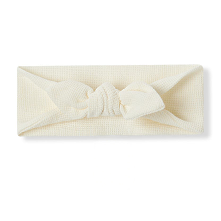 Cream Waffle Knotted Solid Headband