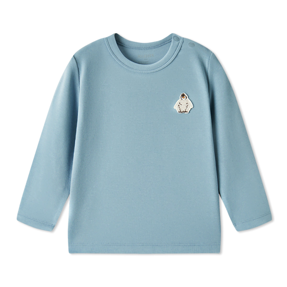 Milkbarn Kids Viscose from Bamboo Cotton Spandex Brushed Long Sleeve Tshirt baby Apparel Tops in Stone fabric Front