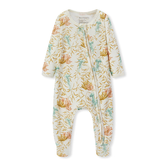 under the sea organic cotton zipper footed romper