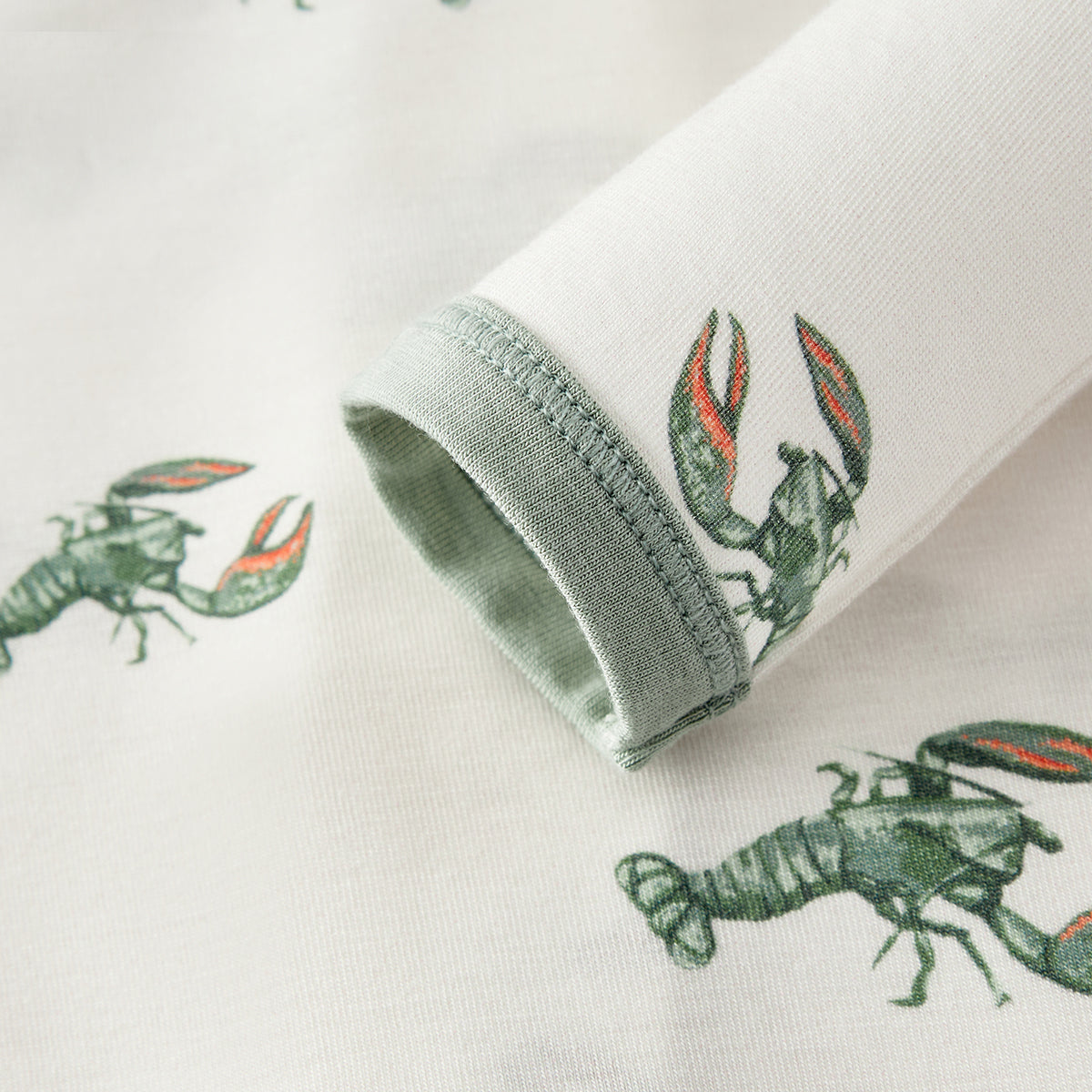 Mint Lobster Luxe Stretch Zipper Footed Romper