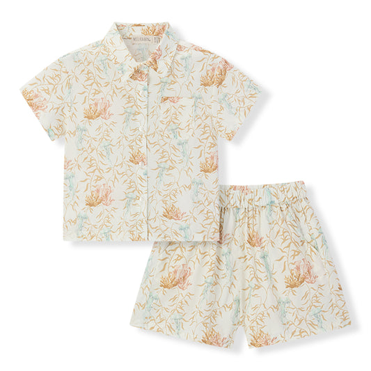 under the sea collar button up shirt and shorts set fu ben