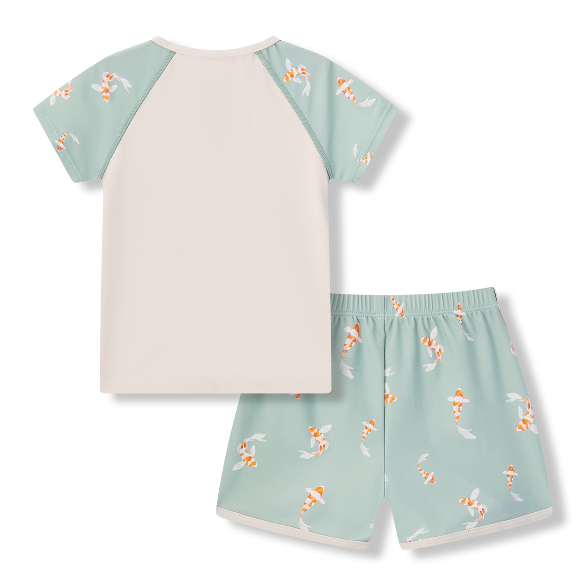 swimming koi zipper top and swim trunks