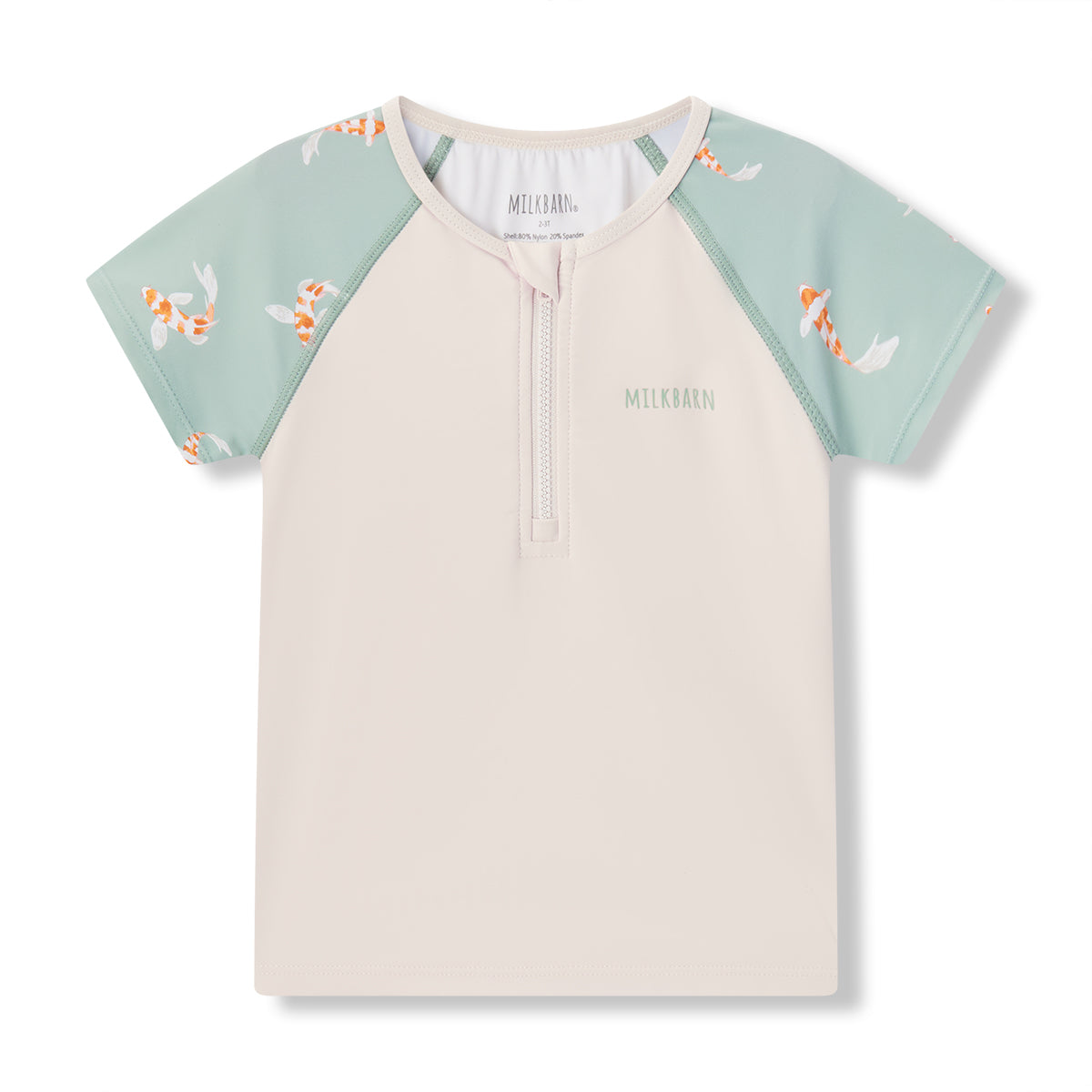 swimming koi zipper top and swim trunks