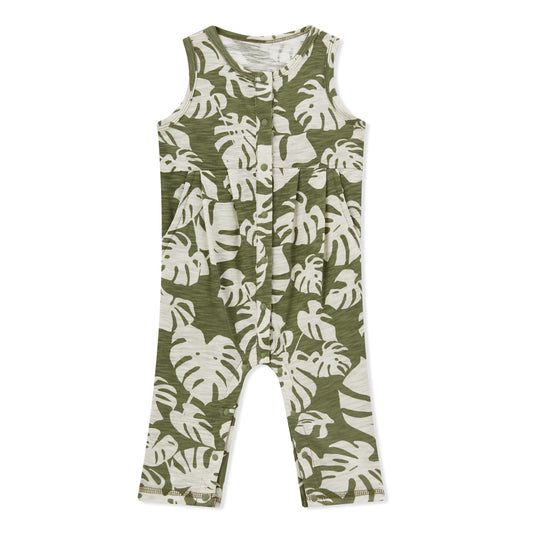 Island Leaf Silhouette Slub Cotton Sleeveless Jumper