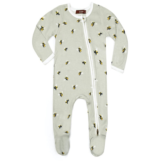 Bumblebee Bamboo Zipper Footed Romper by Milkbarn Kids