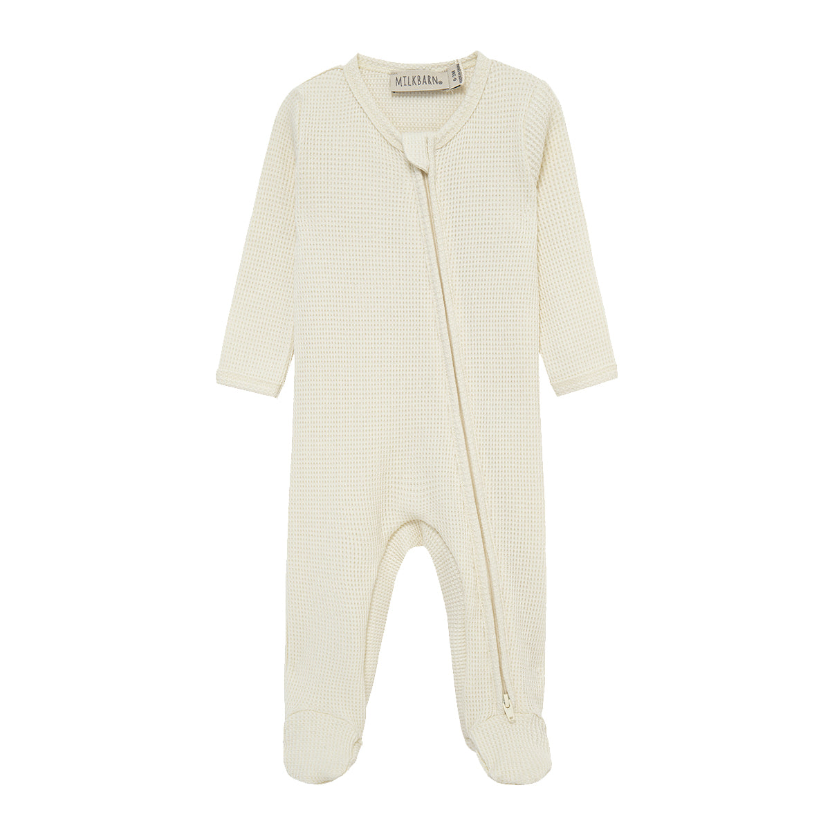 Vanilla Waffle Zipper Footed Romper
