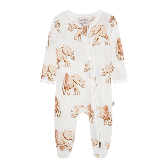 Tutu Elephant Bamboo Zipper Footed Romper
