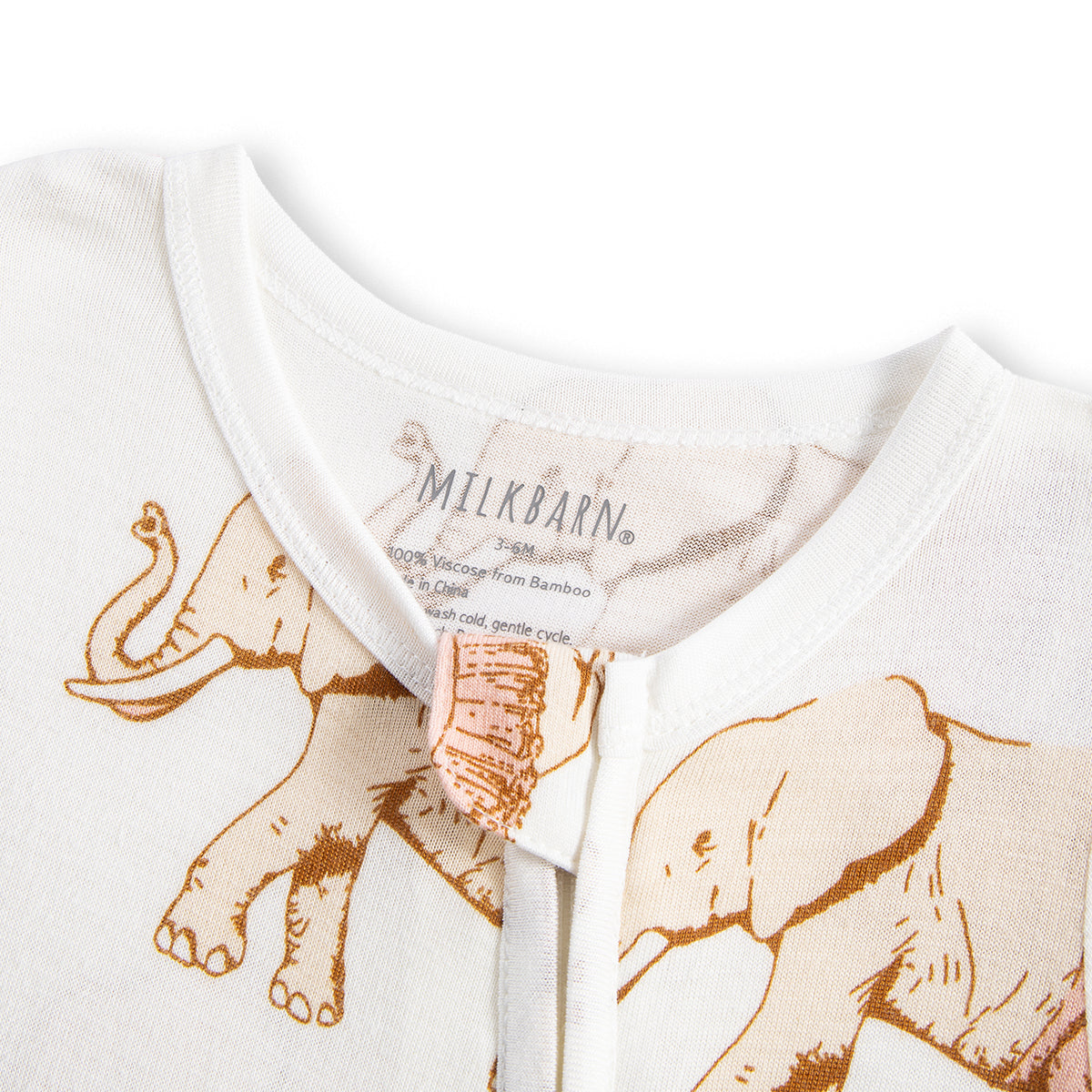 Tutu Elephant Bamboo Zipper Footed Romper