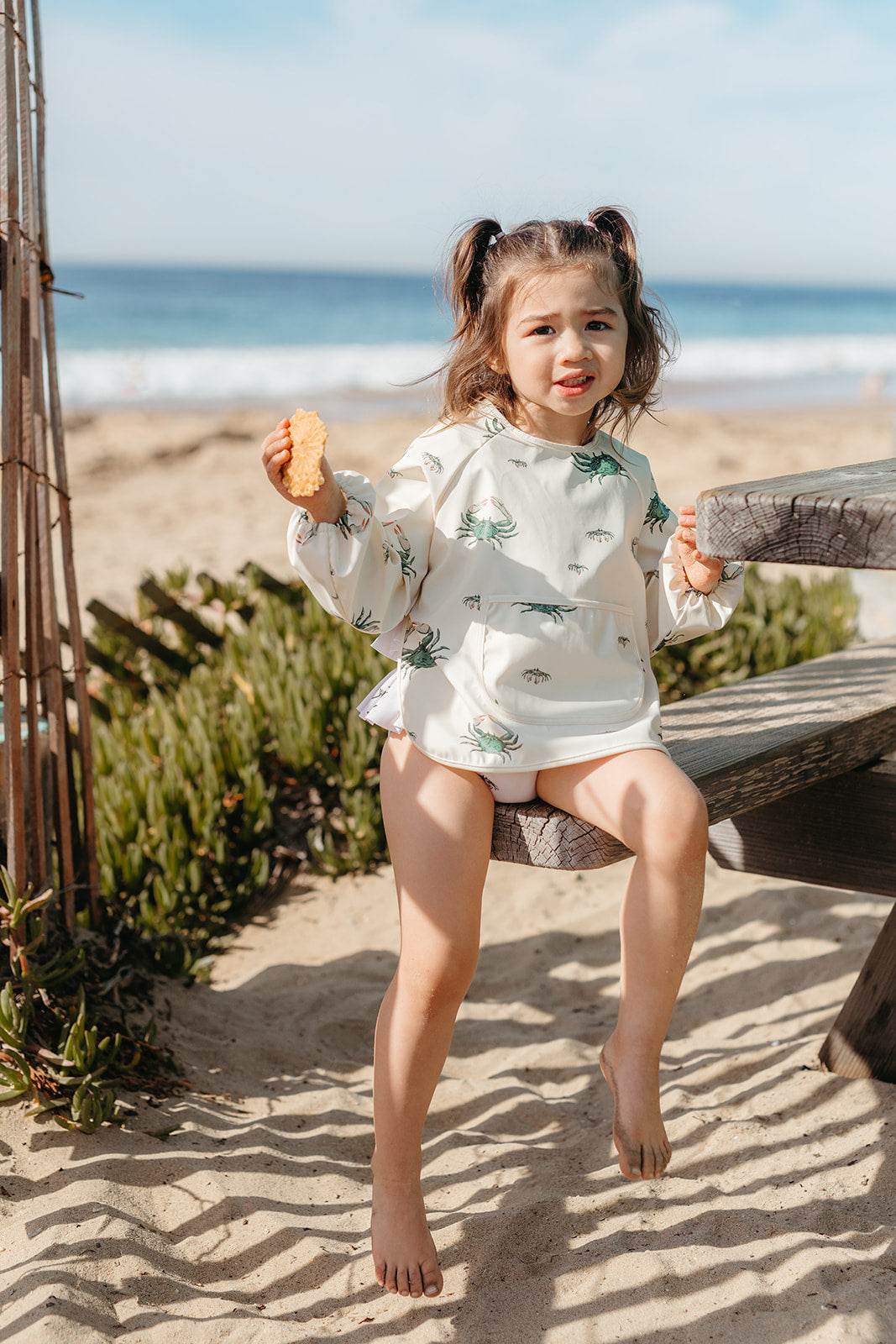 Seashells Long Sleeve Pocket Bib