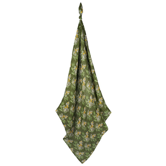 Milkbarn Green Floral bamboo swaddle blanket, breathable bamboo and cotton baby swaddle for sensitive skin