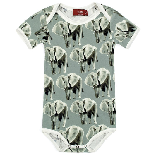 Grey Elephant Organic Cotton One Piece by Milkbarn Kids