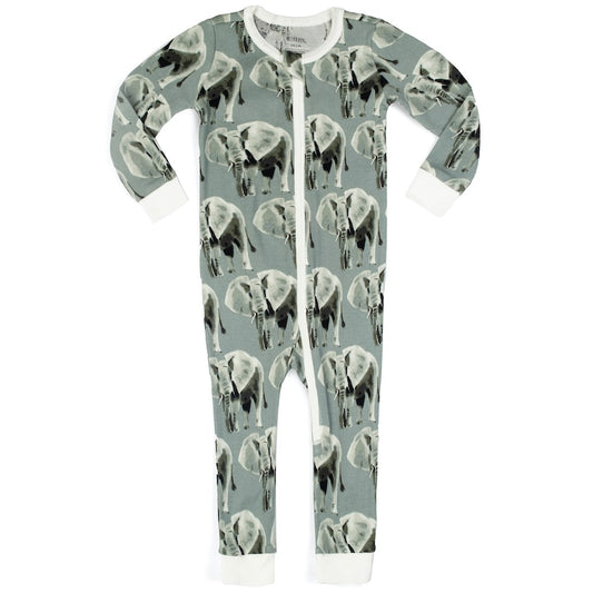 Grey Elephant Organic Cotton Zipper Pajama by Milkbarn Kids