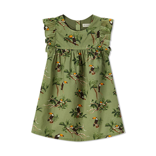 Toucan Butterfly Ruffle Dress