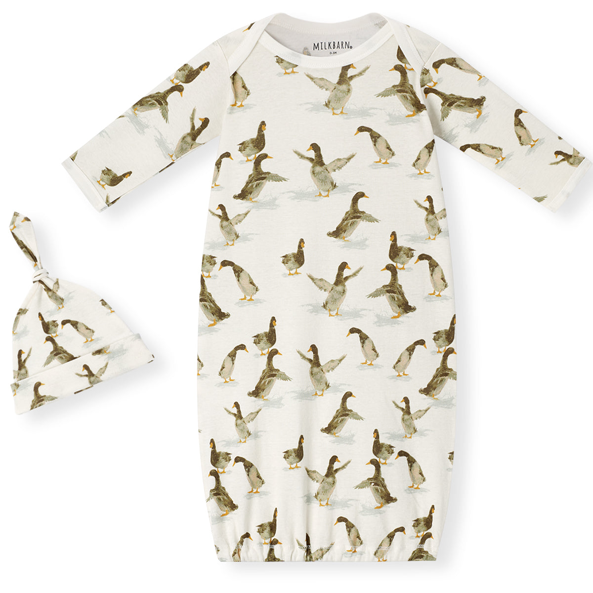 Duck Organic Cotton Newborn Gown & Hat Set