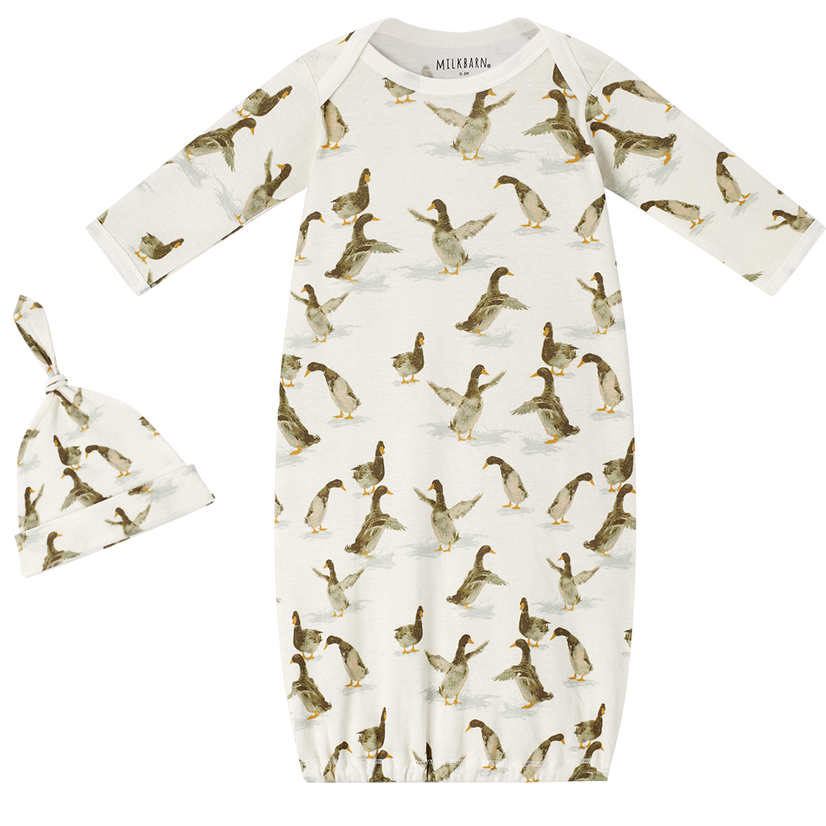 Duck Organic Cotton Newborn Gown & Hat Set