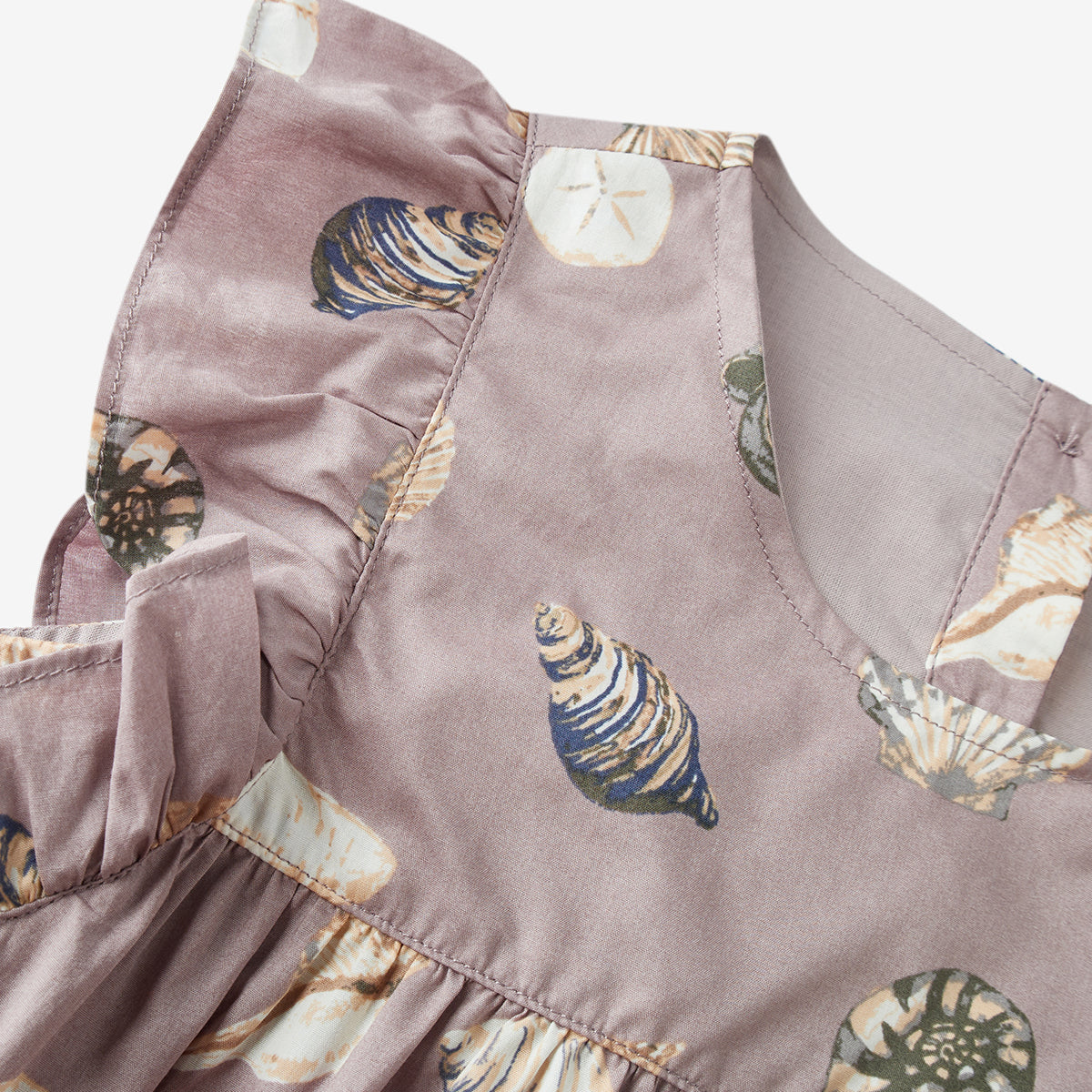 Purple Seashells Butterfly Ruffle Dress