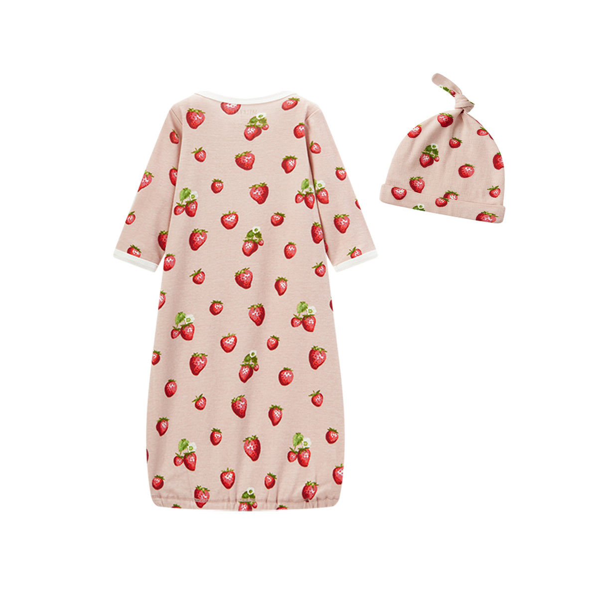 Strawberry Organic Cotton Newborn Gown & Hat Set