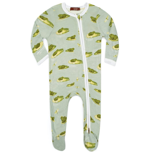 Leapfrog Bamboo Zipper Footed Romper by Milkbarn Kids