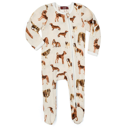 Natural Dog Organic Cotton Zipper Footed Romper by Milkbarn Kids