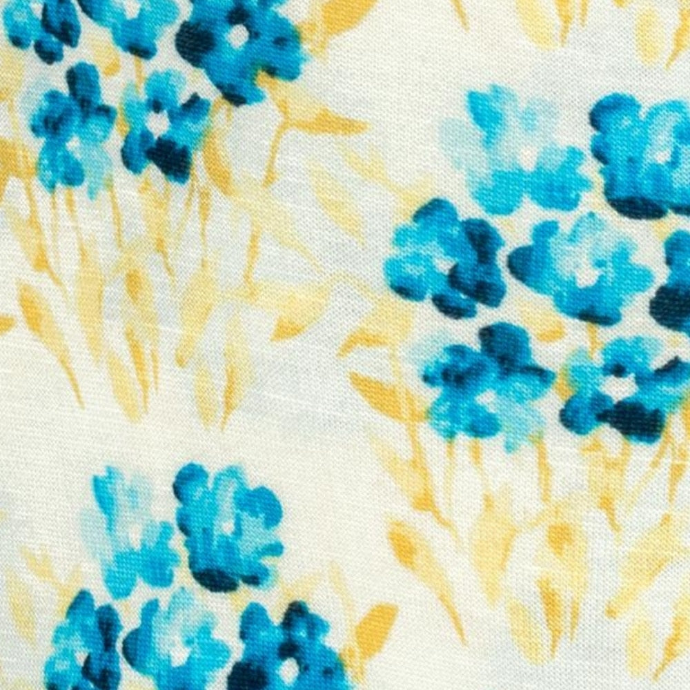 Sky Floral Bamboo Ruffle Zipper Footed Romper