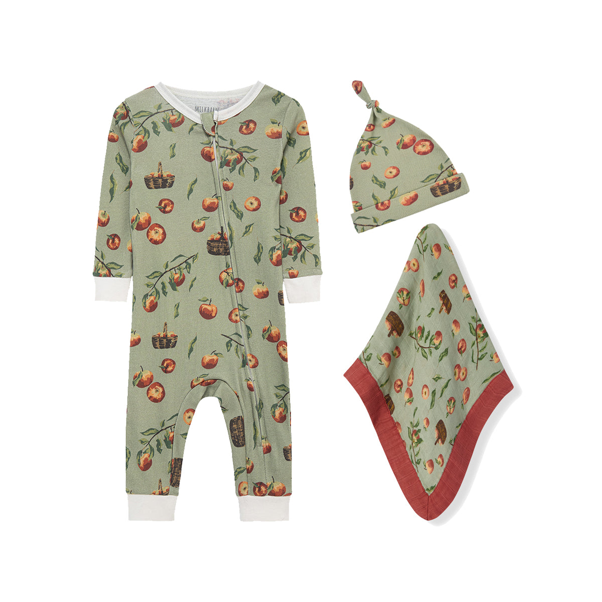 Sweet Dreams Zipper Pajama Bundle: Apple Orchard