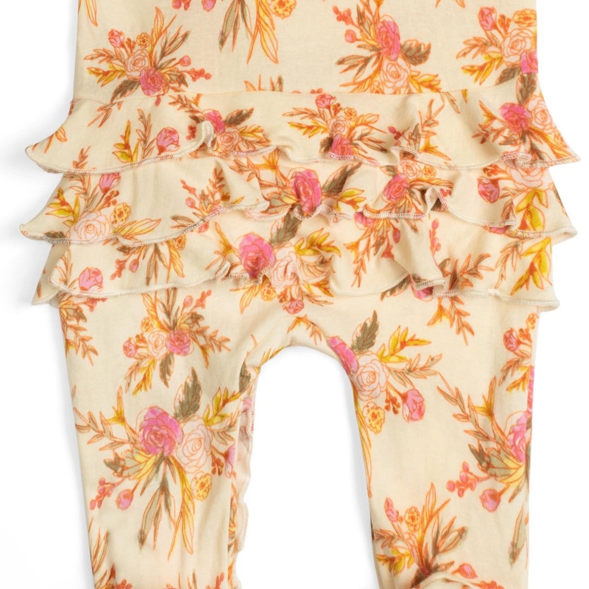Vintage Floral Organic Zipper Footed Romper Rear Detail