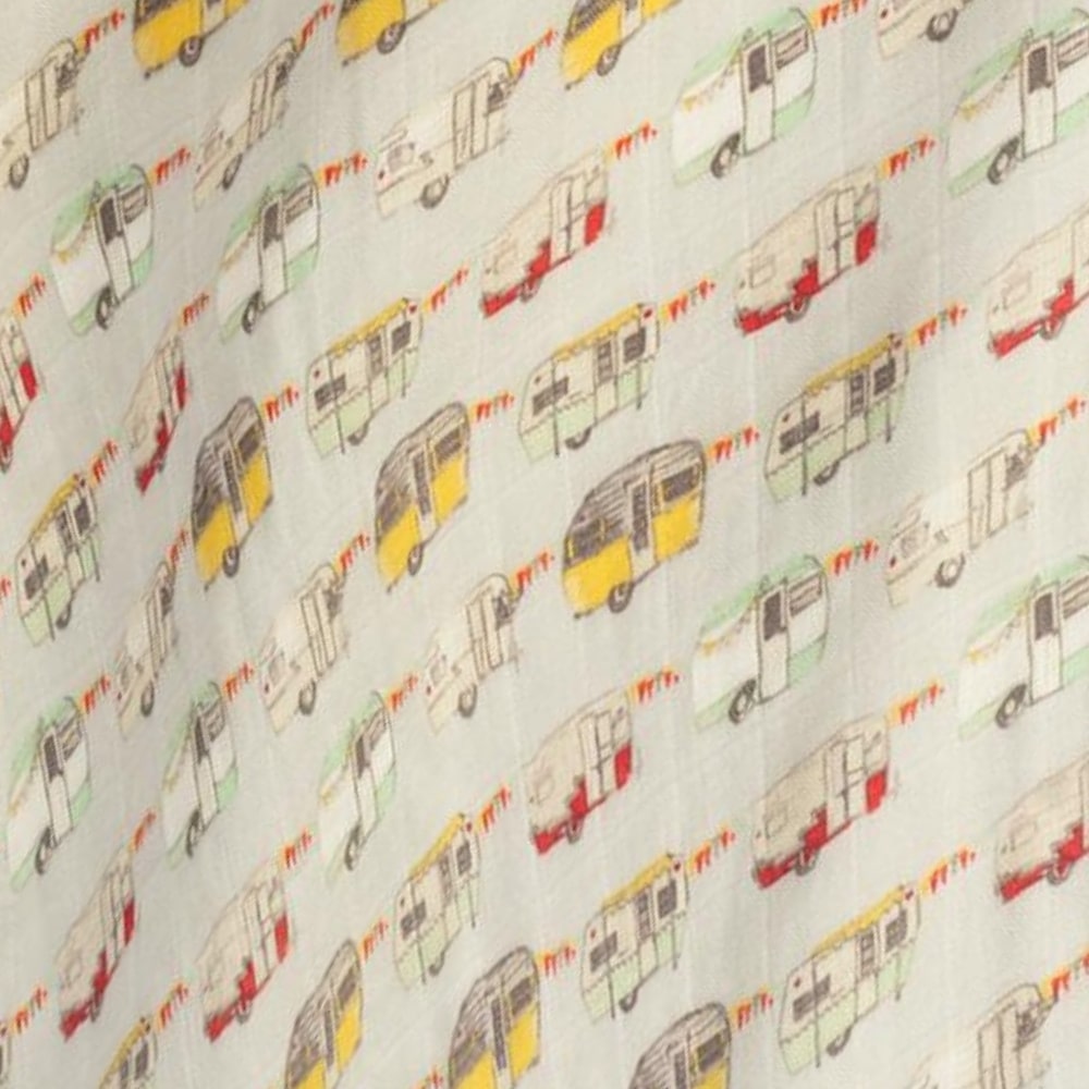 Vintage Trailers Big Lovey Muslin Blanket Unfolded Detail
