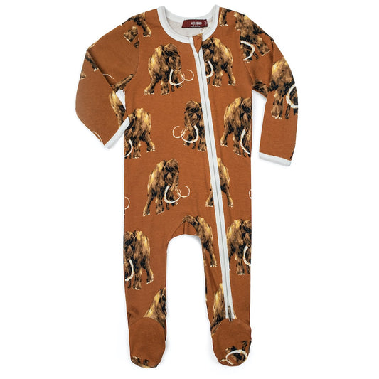 Woolly Mammoth Organic Cotton Zipper Footed Romper by Milkbarn Kids