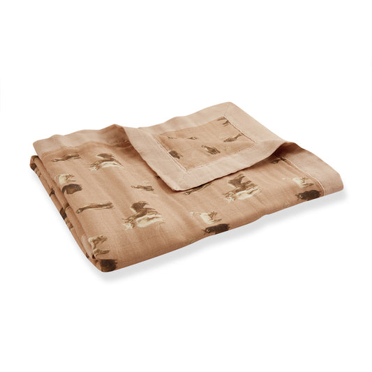 Milkbarn Alpaca terra cotta big lovey blanket, soft bamboo and organic cotton comfort blanket for infants