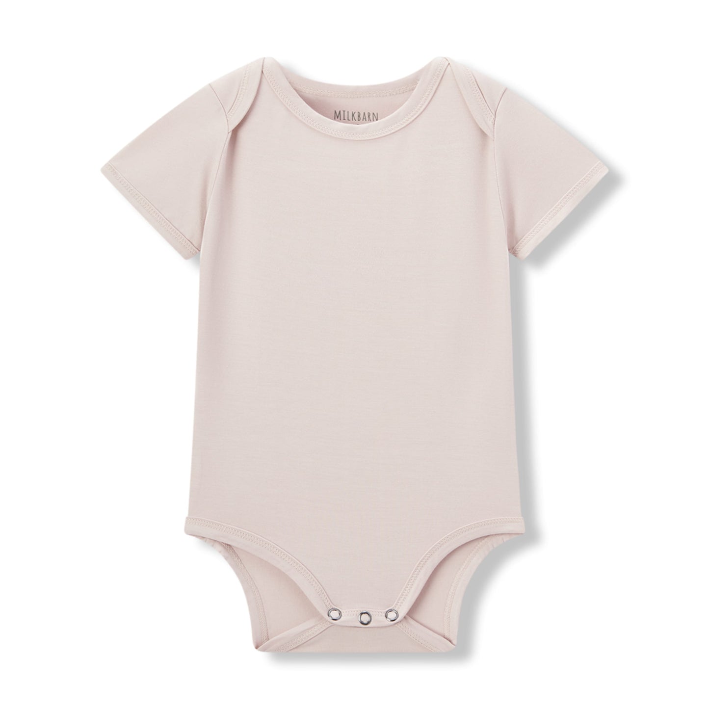 Milkbarn baby short sleeve solid pink one piece, soft and stretchy 95% viscose bamboo 5% spandex (Luxe Solid) for infants and toddlers
