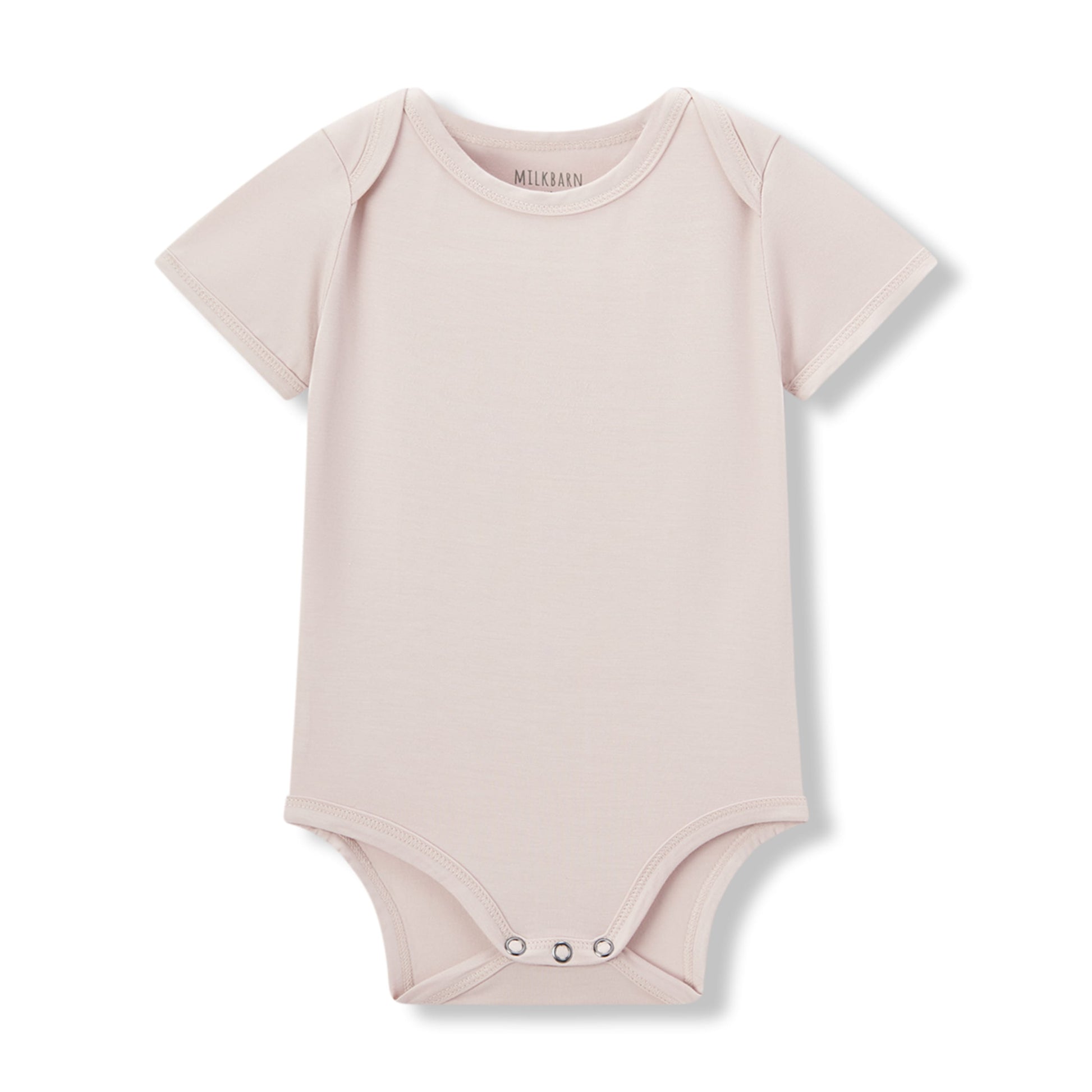 Milkbarn baby short sleeve solid pink one piece, soft and stretchy 95% viscose bamboo 5% spandex (Luxe Solid) for infants and toddlers