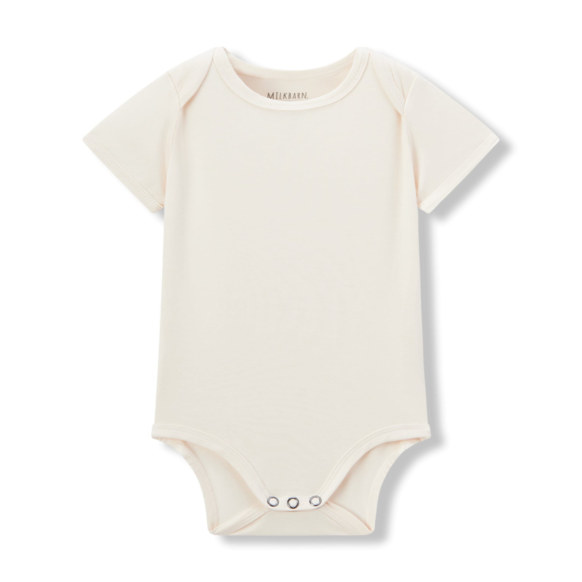 Milkbarn baby short sleeve solid white cream one piece, soft and stretchy 95% viscose bamboo 5% spandex (Luxe Solid) for infants and toddlers
