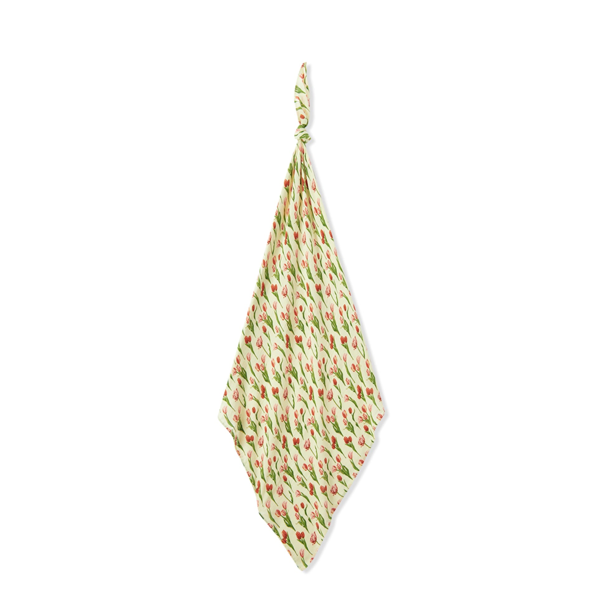 Milkbarn Tulip bamboo swaddle blanket in light green and pink, gentle bamboo and cotton swaddle for infants