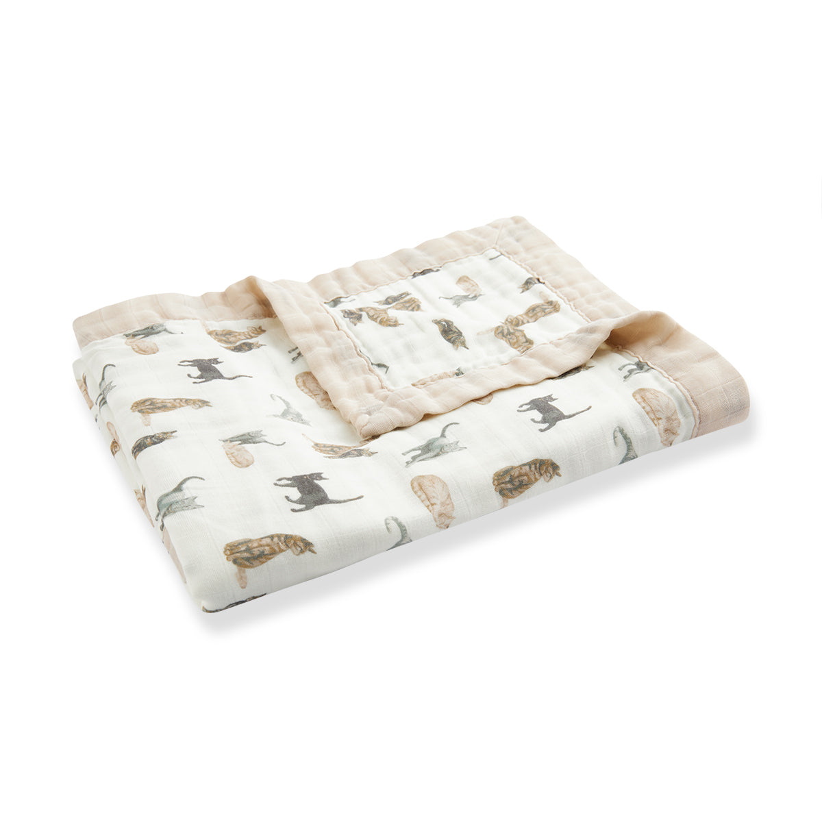 Milkbarn Cat white big lovey blanket, soft bamboo and organic cotton comfort blanket for infants and toddlers