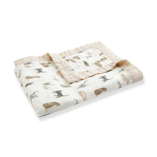 Milkbarn Cat white big lovey blanket, soft bamboo and organic cotton comfort blanket for infants and toddlers