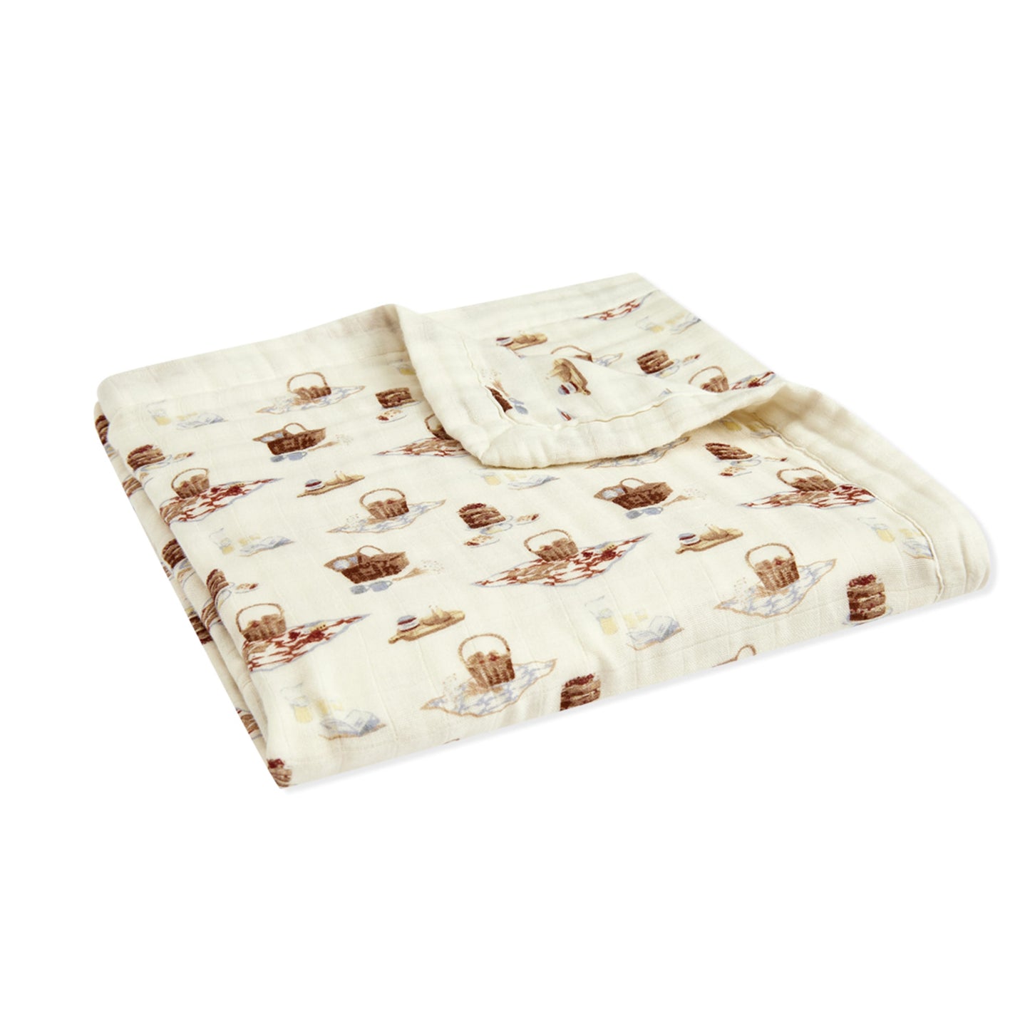 Milkbarn Picnic cream big lovey blanket, soothing bamboo and organic cotton security blanket for infants
