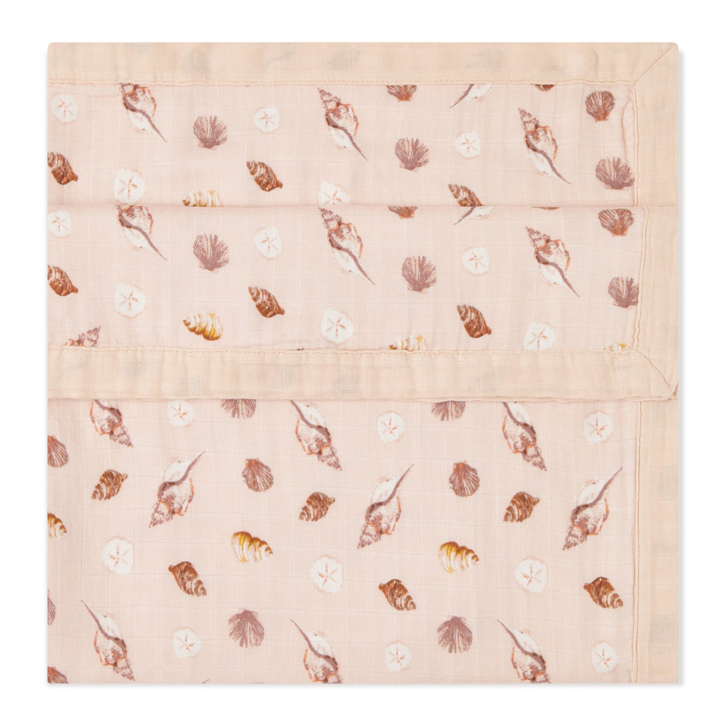 Milkbarn Seashells pink big lovey blanket, soft bamboo and organic cotton security blanket for infants and toddlers