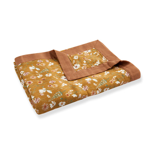 Milkbarn Wildflower floral big lovey blanket, soothing bamboo and organic cotton security blanket for babies and toddlers