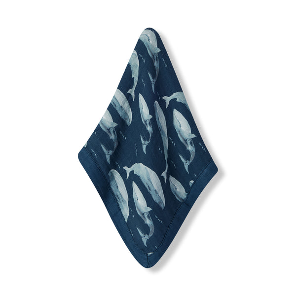 Blue Whale Mini Lovey Two-Layer Muslin Security Blanket – MILKBARN