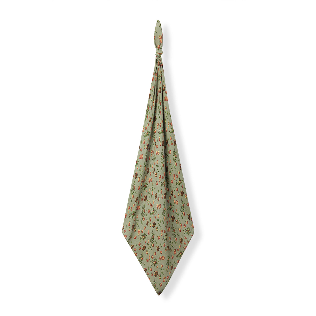Milkbarn Apple Orchard organic cotton swaddle blanket in green and red, natural and safe baby swaddle for infants