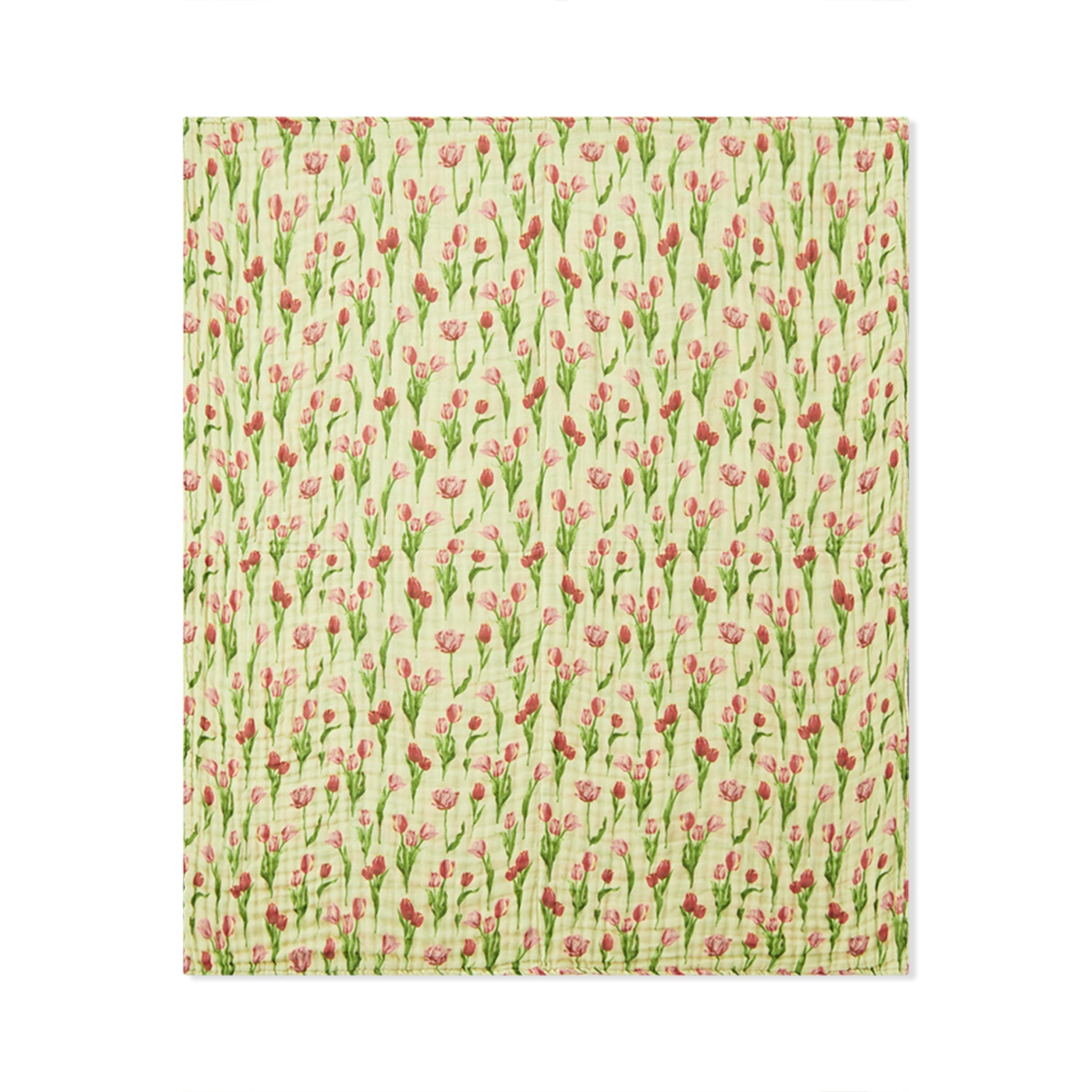 Milkbarn Tulip organic cotton baby towel with pink tulip blooms, soft and absorbent for bath time, beach days, or poolside drying.