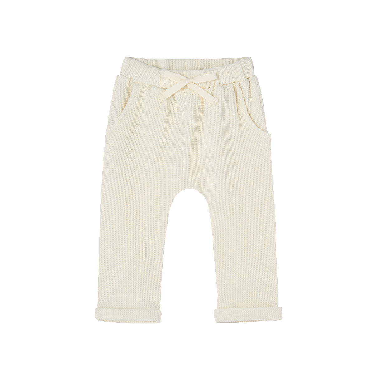 Baby and toddler vanilla waffle jogger pants in soft textured knit fabric