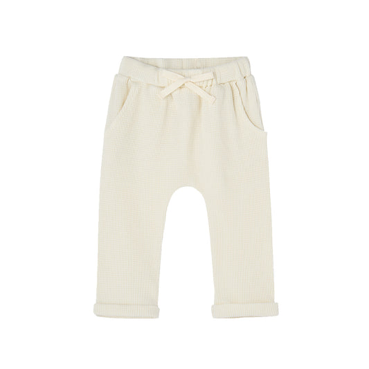 Baby and toddler vanilla waffle jogger pants in soft textured knit fabric