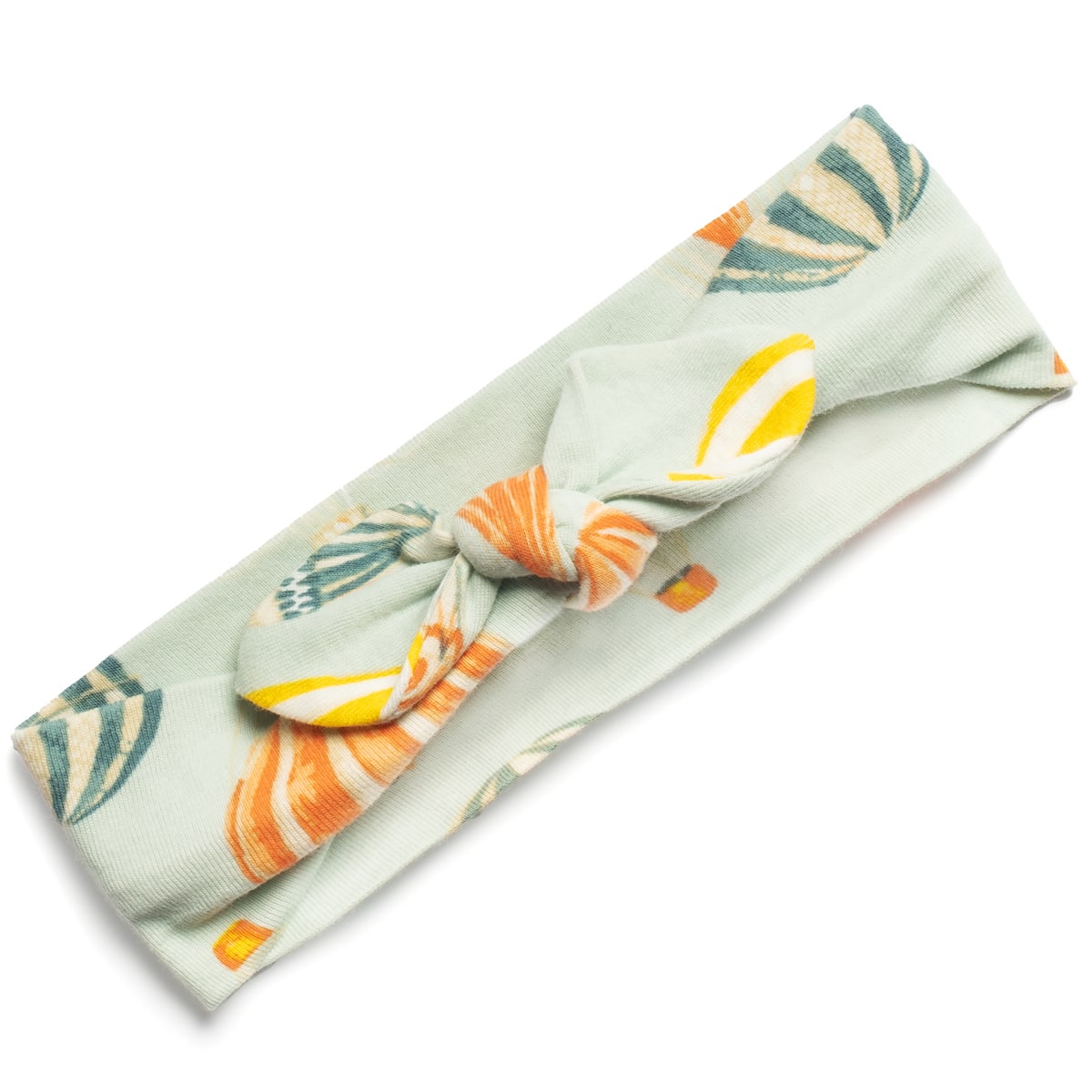 Milkbarn Kids Organic Knit Cotton Headband baby Accessories Headband in Vintage Balloons fabric Front
