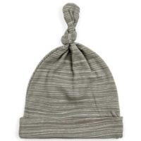 43058 - Milkbarn Kids Organic Baby Knotted Hat in the Grey Stripe Print