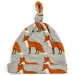Milkbarn Kids Organic Baby Knotted Hat or Beanie in the Orange Fox Print